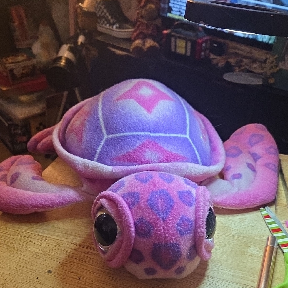 HAWAIIAN ALOHAS Plush Turtle Toy - Pink and Purple.
